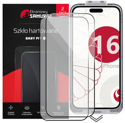 Nový Ochrana soukromí Glass Ekranowy Samuraj pro Apple iPhone 16 s rámečkem Easy Fit | 2-Pack