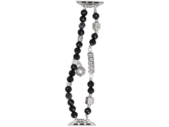 Nový náramek na smartwatch GlacierX Double Strand Coin Charm Bracelet Onyx Shine pro Apple Watch 38/40/41mm Stříbrno-černý