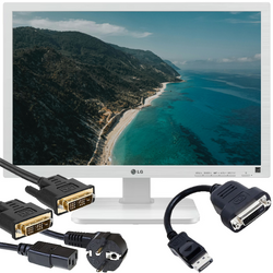 Monitor LG 24MB65PY 24" LED 1920x1200 IPS 5ms DisplayPort Bílý Třída A (PZ) +Kabeláž +Adaptér DisplayPort - DVI