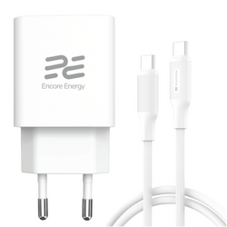 Nová síťová nabíječka Encore Energy GaN QC PD USB-A 18W USB-C 25W MD-2583R + kabel 2x USB-C 50cm