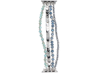 Neue Armbanduhr GlacierX Multi Strand Beaded Bracelet Crystal Blue für Apple Watch 38/40/41mm Silber-blau