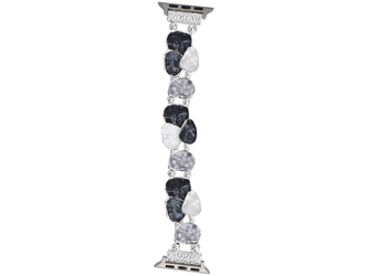 Neue Armbanduhr-Band GlacierX Gleam Ruffle Stretch Bracelet Charcoal Pearl für Apple Watch 38/40/41mm Schwarz