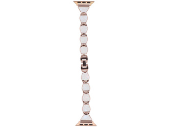 Neue Armbanduhr GlacierX Pearl Glow Chain Bracelet Pink Moon für Apple Watch 38/40/41mm Rosa-Weiß