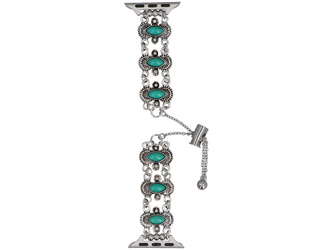 Neue Armbanduhr GlacierX Slider Clasp Vintage Stones Bracelet Teal Green für Apple Watch 38/40/41mm Silber-grün