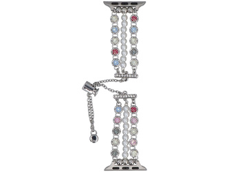 Neue Armbanduhr GlacierX Slider Clasp Triple Chain Pearl Bracelet Crystal Candy für Apple Watch 38/40/41mm Silberfarben