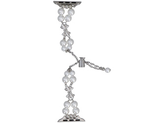 Neue Armbanduhr GlacierX Slider Clasp Double Chain Pearl Bracelet White Gleam für Apple Watch 38/40/41mm Perle