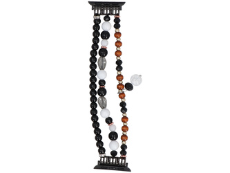 Neue Armbänder für die Smartwatch GlacierX Multi Strand Beaded Charm Bracelet Black Amber für Apple Watch 38/40/41mm Schwarz-Bernstein