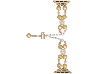 New bracelet for smartwatch GlacierX Slider Clasp Double Chain Pearl Bracelet Gold Gleam for Apple Watch 38/40/41mm Gold