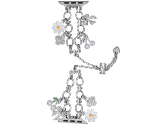 New bracelet for smartwatch GlacierX Slider Clasp Double Chain Princess Bracelet Silver for Apple Watch 38/40/41mm Silver