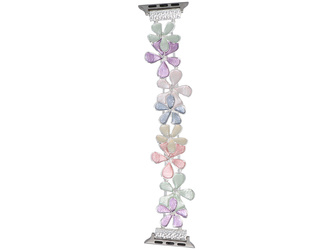 New bracelet for GlacierX Gleam Plumeria Stretch Bracelet Ice Candy smartwatch for Apple Watch 38/40/41mm Silver-Pastel.