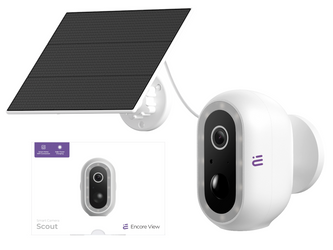 New intelligent WiFi solar camera USB-C 4MP FHD IP65 5200 mAh Encore View Scout