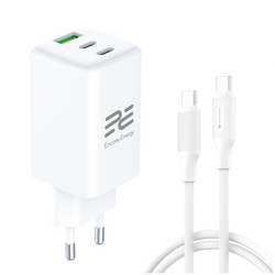 New GaN 65W USB-A + 2x USB-C QC PD Encore Energy MD-6583Z wall charger + 2x USB-C cable 100cm