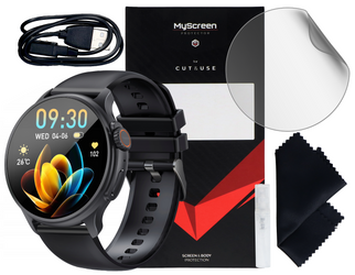 New Smartwatch GlacierX Aura Black + Protective film