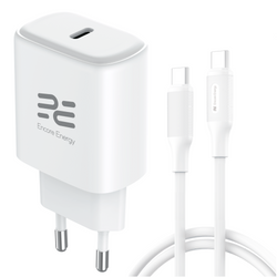 New GaN 20W USB-C QC PD Wall Charger Encore Energy MD-2083ZB + 2x USB-C 50cm cable