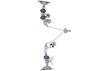 New bracelet for smartwatch GlacierX Slider Clasp Beaded Charm Bracelet Nightfall Silver for Apple Watch 38/40/41mm Silver-navy blue