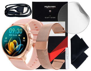 New Smartwatch GlacierX Aura Rose Gold + Mesh Bracelet + Protective Film