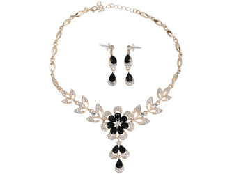 Fairy Tale Black Jewelry Set Necklace + Earrings