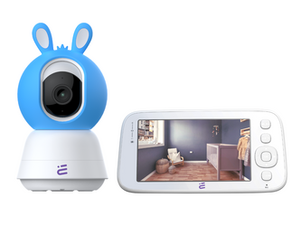 New smart WiFi baby monitor camera rotating FHD lullaby alarm + Encore View Baby Guard Blue