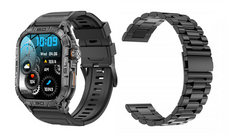 New GlacierX Lhotse Black Smartwatch + Metal Strap