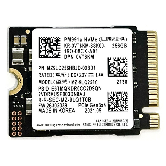 Samsung PM991a SSD 256GB NVMe M.2 2230 drive