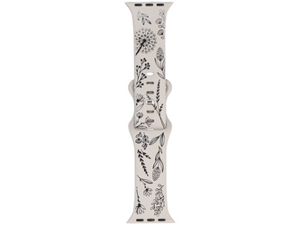 Nueva correa para smartwatch GlacierX Silicone Wild Bloom Dust White para Apple Watch 38/40/41mm Crema-Negro