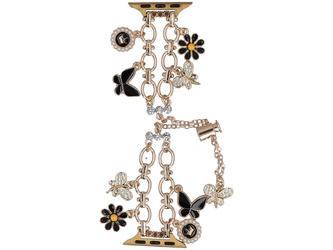 Nueva pulsera para smartwatch GlacierX Slider Clasp Double Chain Princess Bracelet Gold para Apple Watch 38/40/41mm Dorada