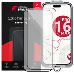 Nuevo Vidrio de privacidad Ekranowy Samuraj para Apple iPhone 16 Pro Max con Easy Fit Frame | 2-Pack