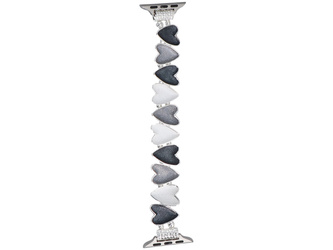 Nueva pulsera para smartwatch GlacierX Gleam Sweetheart Stretch Bracelet Silver Slate para Apple Watch 38/40/41mm Blanco y Negro