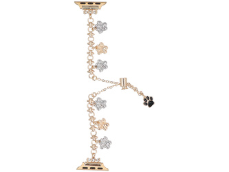 Nueva pulsera para smartwatch GlacierX Slider Clasp Little Paws Charm Bracelet Gold para Apple Watch 38/40/41mm Dorada