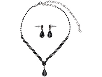 Conjunto de joyería Victoriana Set negro Collar + aretes