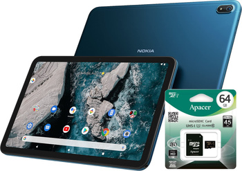 Nokia T20 TA-1397 LTE 4GB 64GB Azul Océano Ex-Demostración Android + Nueva Tarjeta de Memoria Apacer Secure Digital Card microSDXC 64GB