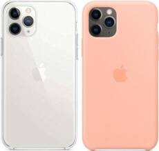 Original Cas Silicone iPhone 11 Pro Clair + Original cas silicone Apple iPhone 11 Pro Pamplemousse