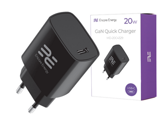 Nouveau chargeur secteur GaN 20W USB-C QC PD Encore Energy MD-20C4329