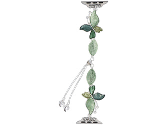 Nouvelle bracelet pour smartwatch GlacierX Slider Clasp Butterfly Motif Bracelet Céladon pour Apple Watch 38/40/41mm Argenté-Vert.