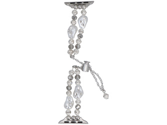 Nouvelle bracelet pour smartwatch GlacierX Slider Clasp Double Chain Cosmic Bracelet Meteor Gleam pour Apple Watch 38/40/41mm Argent Zircon.