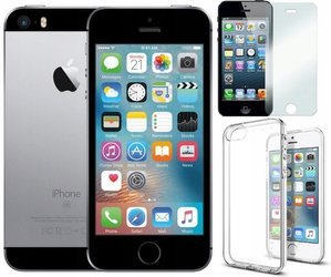 APPLE iPhone SE A1723 32GB LTE Retina Space Gray A-Ware + Gehärtetes Glas 9H + Silikonhülle