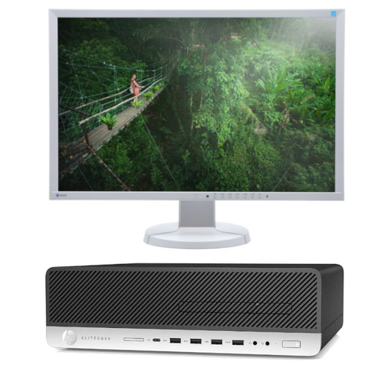 HP EliteDesk 800 G3 SFF i5-6500 4x3.2GHz 8GB 240GB SSD DVD Windows 10 Home + Monitor Eizo EV2436W + Verkabelung