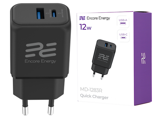 Nová síťová nabíječka Encore Energy USB-A USB-C 12W adaptér MD-1283R