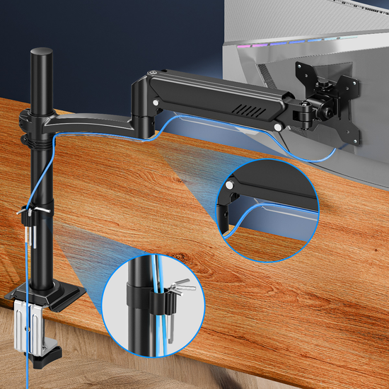 Nuovo Supporto da Scrivania Triadyn HighFlexMount per Monitor Singolo Televisore 13-34" Ergonomico Regolabile Rotante TRD-BLK-Hi1AL