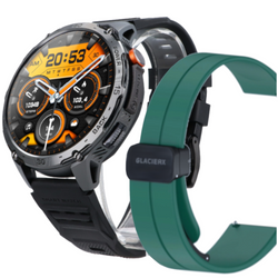 Neuer Smartwatch GlacierX Monument GX-MC69 + Silikon-Magnetverschluss Waldgrün Malachit 22mm