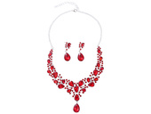 Gala Jewelry Set Red Necklace + Earrings