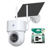 Nouvelle caméra intelligente Starlight WiFi Solar Panel 3W USB-C PTZ 4Mpx FHD IP65 Spectra 400 Encore View + 64GB Apacer Secure Digital Card microSDXC memory card
