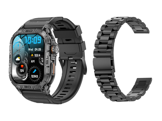 Nový smartwatch GlacierX Lhotse Black + Ocelový náramek GX-LC63 BS