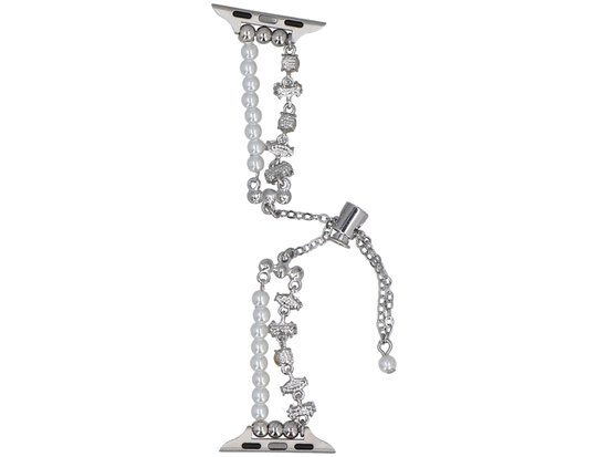 Nueva pulsera para smartwatch GlacierX Slider Clasp Double Chain Bracelet Crystal Purple para Apple Watch 38/40/41mm Plateado-púrpura