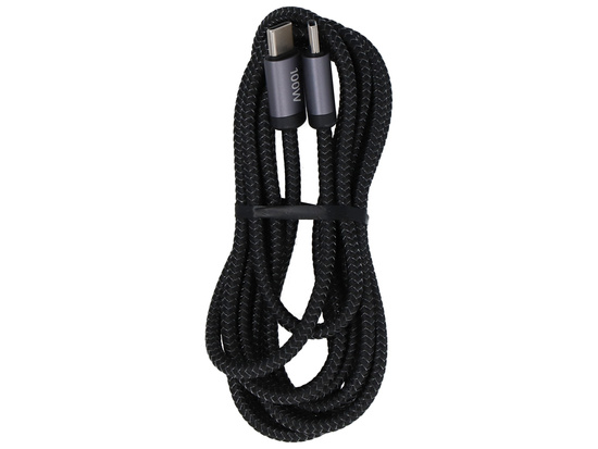 Nuovo cavo Encore Energy USB-C x2 5A cavo QC PD 100W per la ricarica e il trasferimento dati 200 cm intrecciato nero EE121-CC-2M