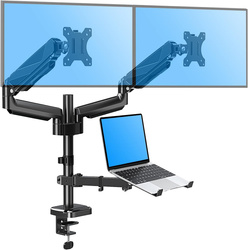Neuer Schreibtischhalter Triadyn TriMount für zwei Monitore und einen Laptop Ergonomisch Verstellbar Drehbar TRD-BLK-3AL-13"-32"