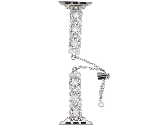 Nouvelle bracelet pour smartwatch GlacierX Slider Clasp Blossom Charm Bracelet Pearl Gleam pour Apple Watch 38/40/41mm Argent-perle.