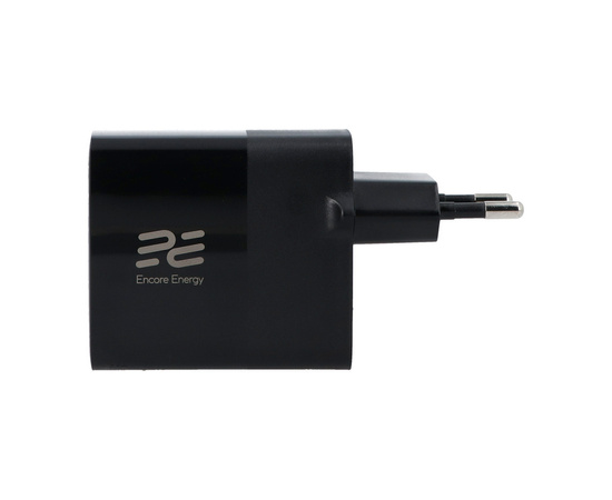 Нова мережна зарядка Encore Energy GaN QC 4+ PD 3.0 USB-A USB-C x2 65W MD-6583R з дисплеєм + Кабель USB-C Encore Energy 2м