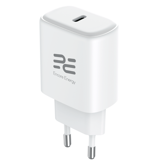 Neue GaN 20W USB-C QC PD Netzladegerät Encore Energy MD-2083ZB + Kabel 2x USB-C 100cm