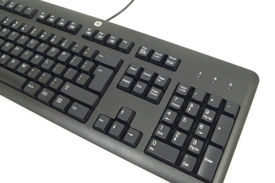 Clavier HP KU-1156 USB Bureau Noir QWERTY + Autocollants Sans Pieds